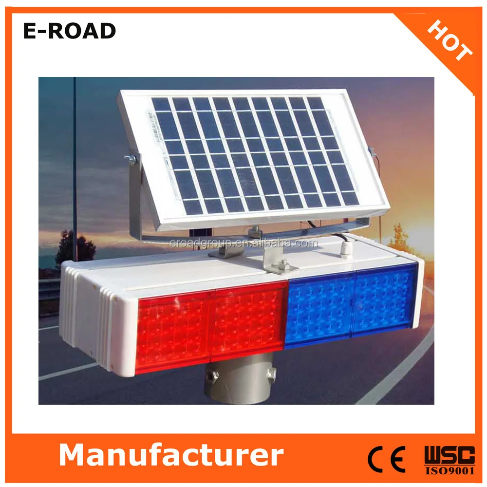 
Solar Power LED Flashing Traffic Warning Light 