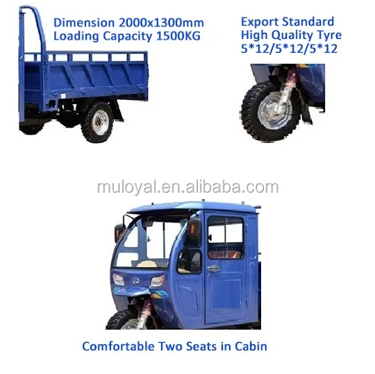 MS200ZH-BGL 3 big wheels water tricycle bike Close Cabin Three Wheel Motorcycle Cargo Tricycle