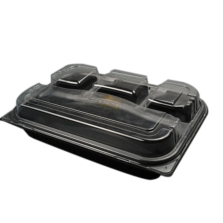 Wholesale Plastic Packaging Containers Plastic Serving Tray Black Stackable Trays For Food