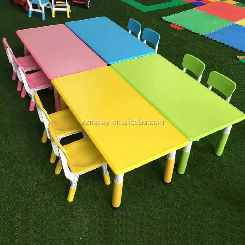 wholesale stock kindergarten furniture kids table chair with plastic foot