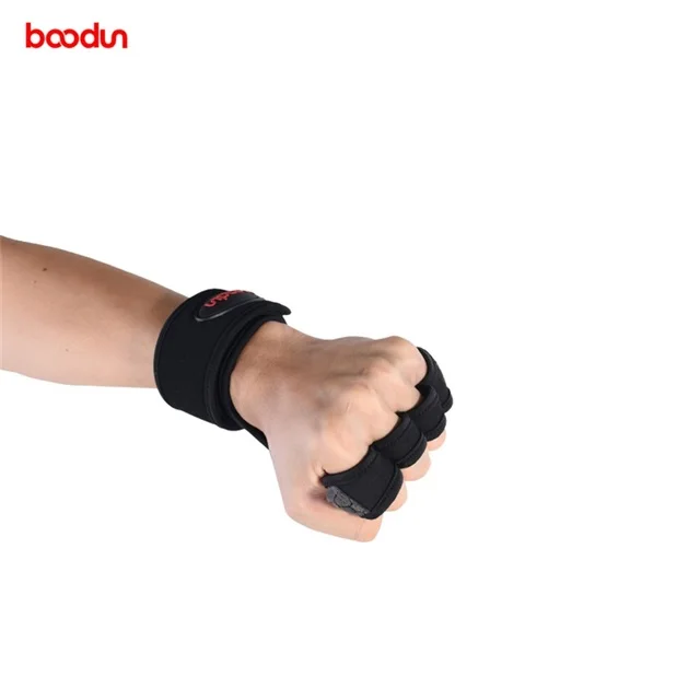 BOODUN Stock Fitnesss Training Long Wrist Best Grip Half Finger Weight Lifting Gym Gloves for Wholesale