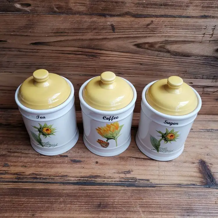 Top grade ceramic sealed jars containers kitchen storage food  jar tea coffee  sugar canister Set