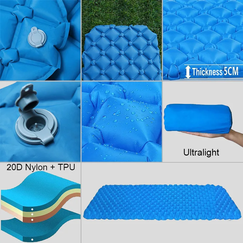 Insulated Air Mat Inflatable Air Mattress Pad Lightweight Camping Sleeping Bag Pad