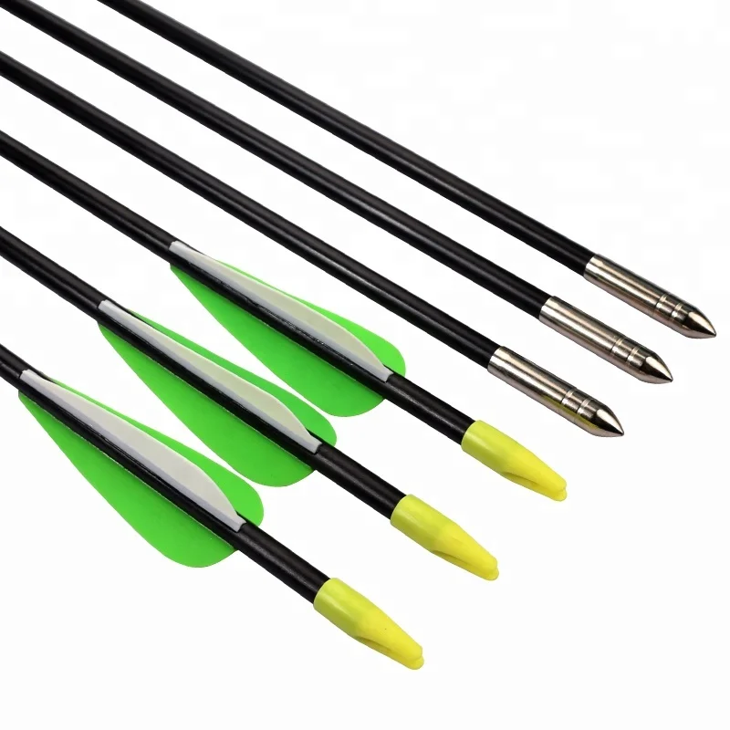 Wholesale Archery steel point TPU vanes fiberglass arrow shafts recurve bow arrow fiberglass shooting
