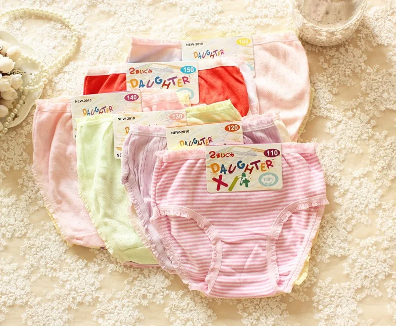 6PCS wholesale Foreign trade breathable cotton underwear of the girls Pure cotton cartoon baby pants Children