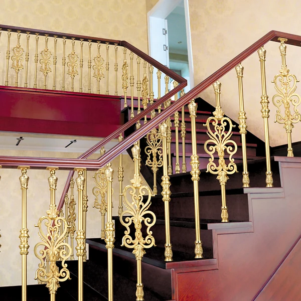 Wholesale Newest Luxury Gold Color Balustrades Handrails Aluminum Exterior Stainless Steel Staircases Railing Handrail Design