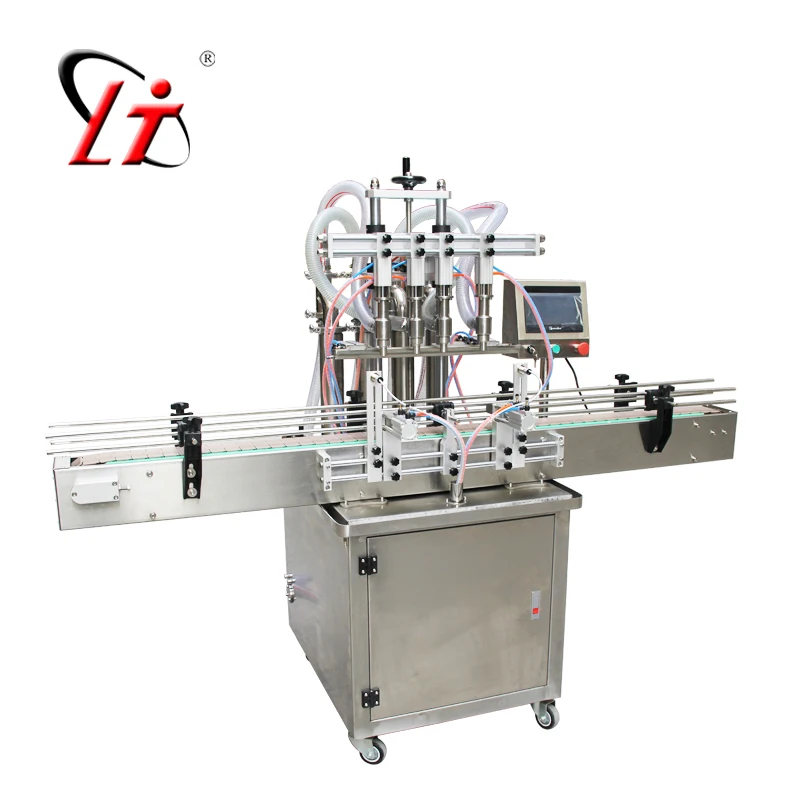 Four head filling machine water juice automatic shampoo liquid filler,auto filler heads with conveyor PLC control