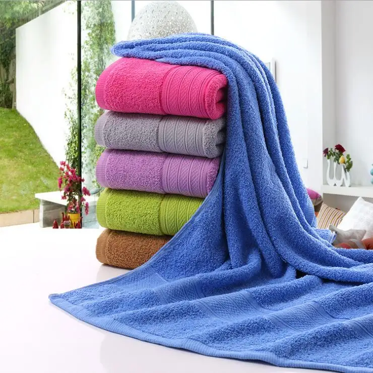 
Cheap wholesale 14s six colors 100% cotton fabric bright colored plain bath towel 70x140 cm 