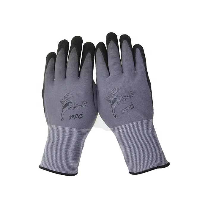 15 gauge spandex and nylon knitted assembly grip gloves garden work gloves sandy nitrile coated gloves