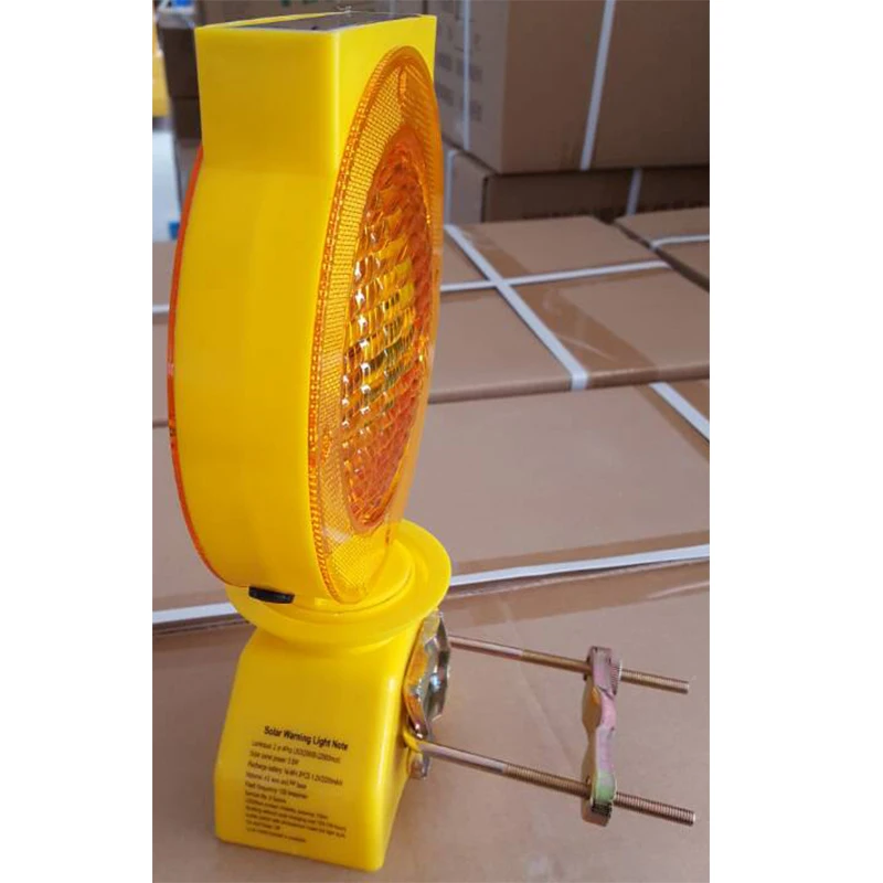 
Yellow LED blinker mounted on traffic cone light for traffic warning 