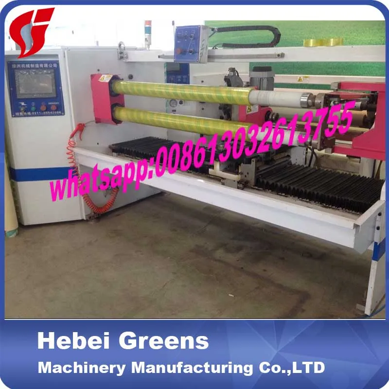 Best quality Servo control double shaft auto paper roll cutting machine for adhesive tape, bopp tape, masking tape