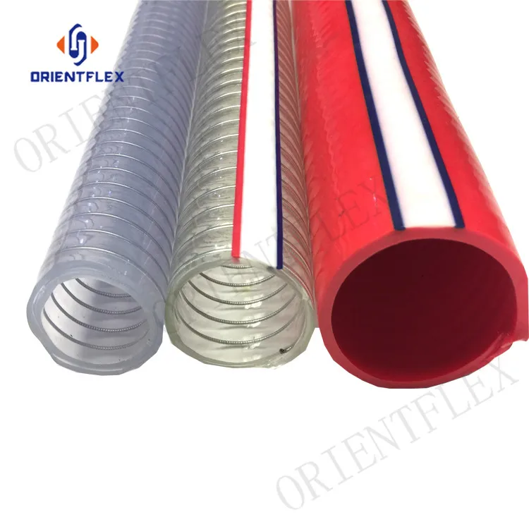 
Cheap bendable no smelling use pvc spiral steel wire reinforced suction water hose manufacturer supplier 