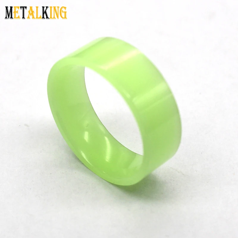 Green Glow Ring Core,8mm Mens Wedding Band Tungsten Carbide Titanium Damascus Wood Sleeve Ring
