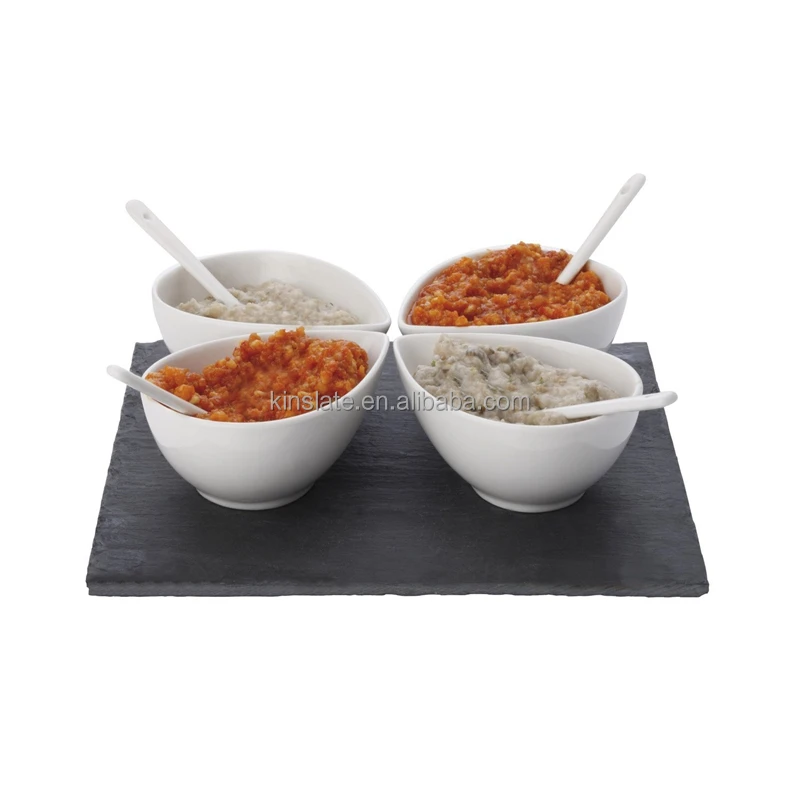 Natural black slate sushi plate for dessert 20 x 10 cm