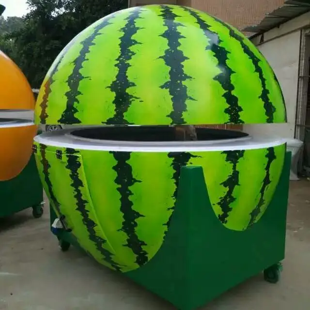 Outdoor Fiberglass Orange Shape Kiosks for coffee on wheels