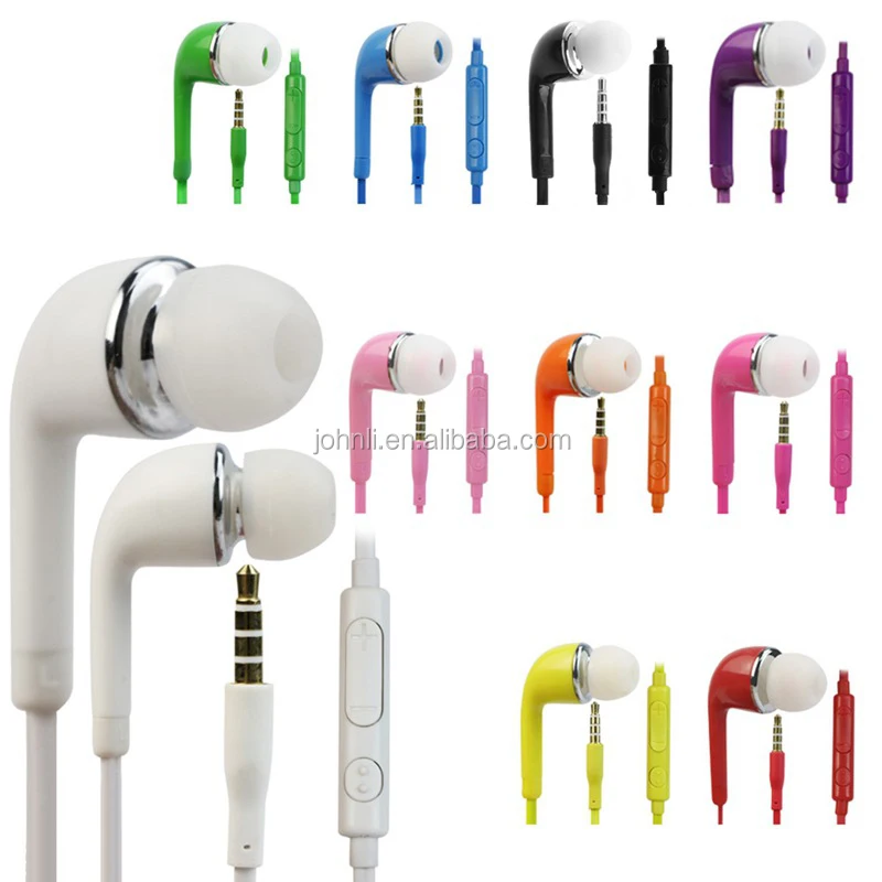 Colorful earphone for Samung galaxy J5 S4 mobile phone 3.5mm Connectors in-ear headset wired headphone
