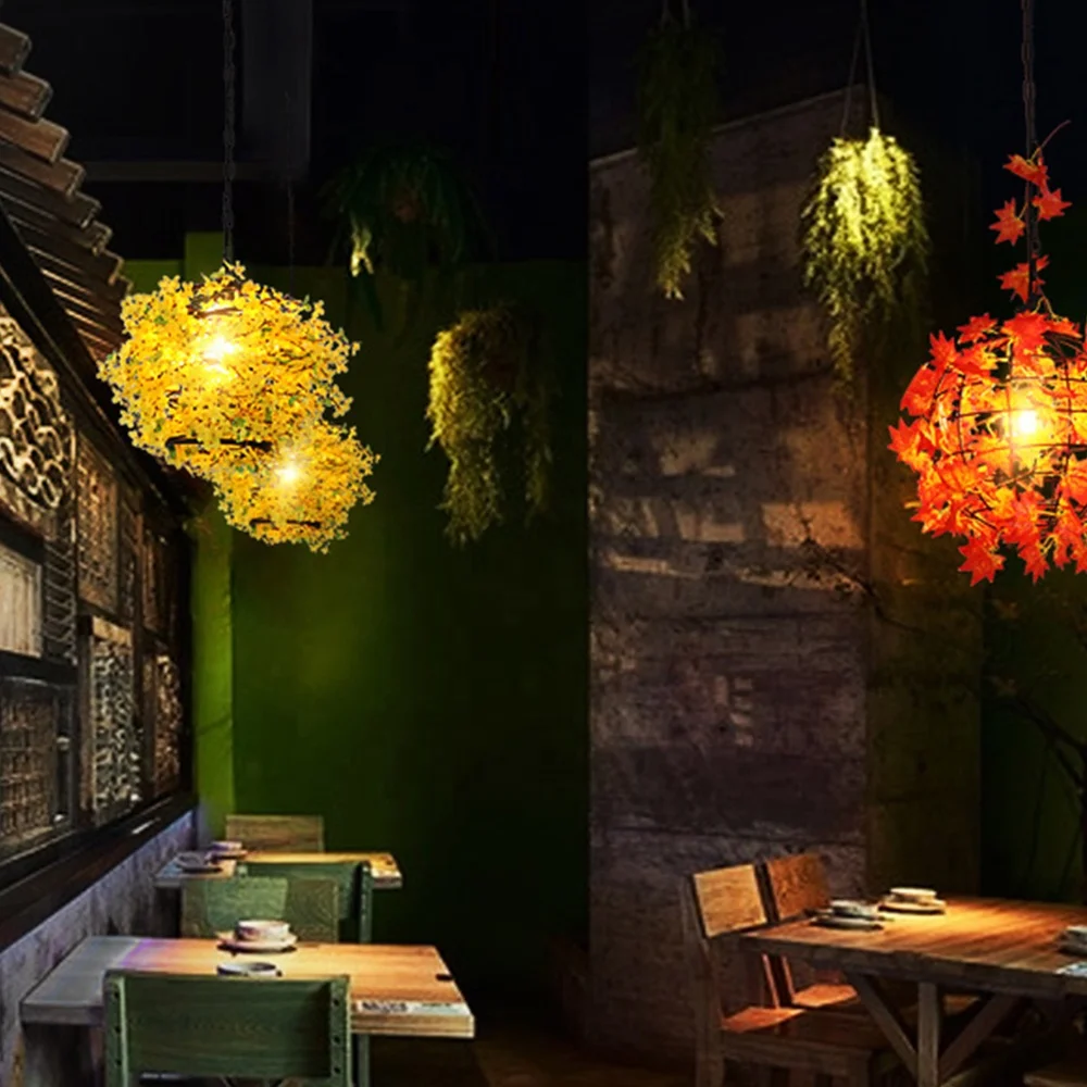 Creative DIY decorative retro iron restaurant bar decor Hanging Chandelier led industrial flower plant Ceiling Pendant light