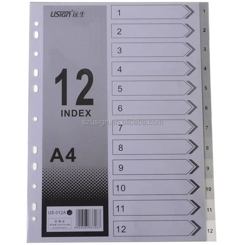 
US-012A Plastic Office Index Divider with 12 pages 