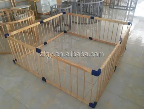 
Wooden portable baby playard with wheel 