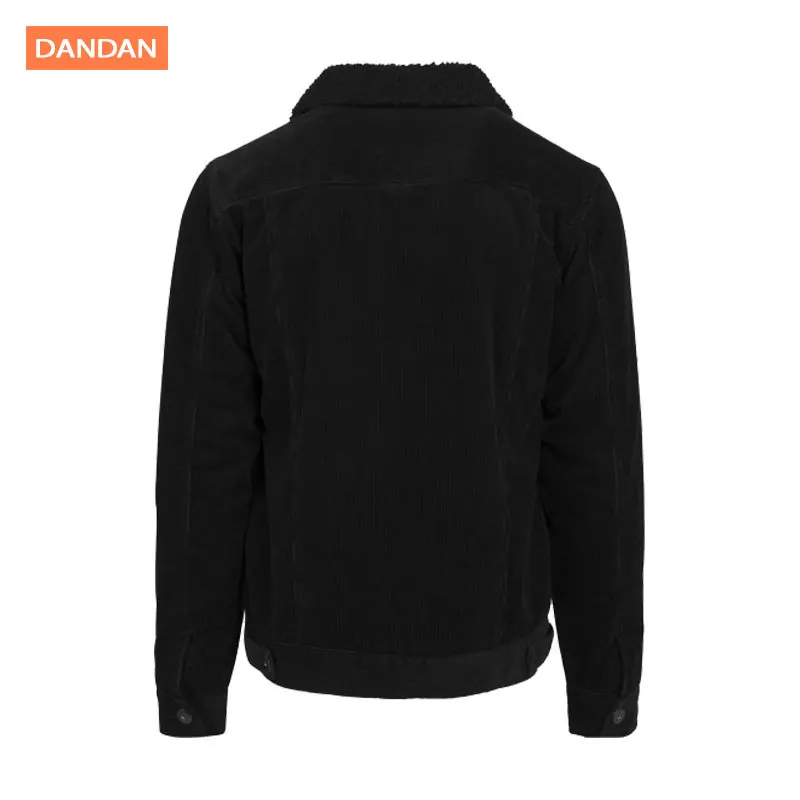 Fancy Hooded Color Black Corduroy Jacket