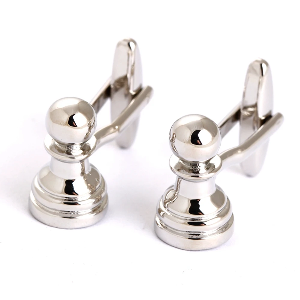 International Chess Pieces Knight Horse Men Shirt Silver Cufflink Brand
