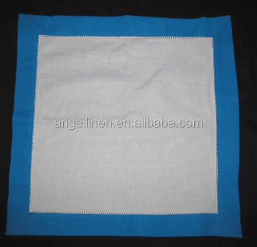 plain wedding white pure linen napkins with dot hemstitch in high quality