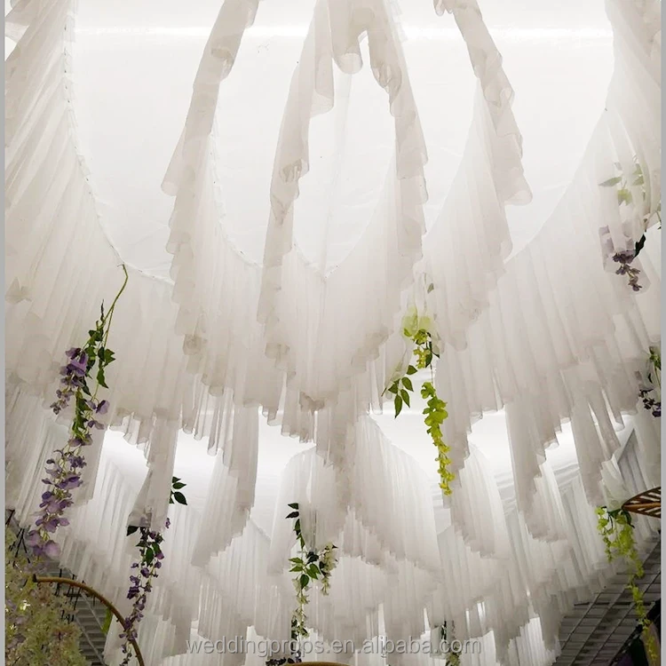 New Design S-shaped Ceiling Drapery Fabric Wedding Ceiling Drapes For Weddings Stage Backdrop