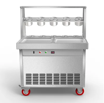Double flat pans fried roll ice cream machine mesin ais krim goreng