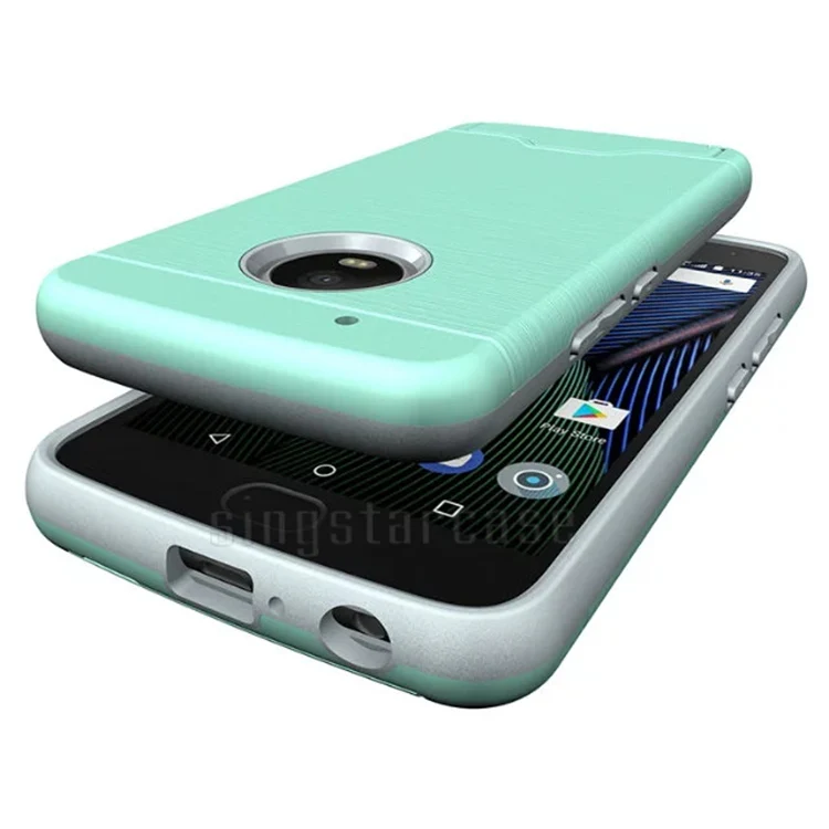 Wire Draw Hide Credit Card Holder Back Cover for Motorola Moto G5 Plus Case Cover