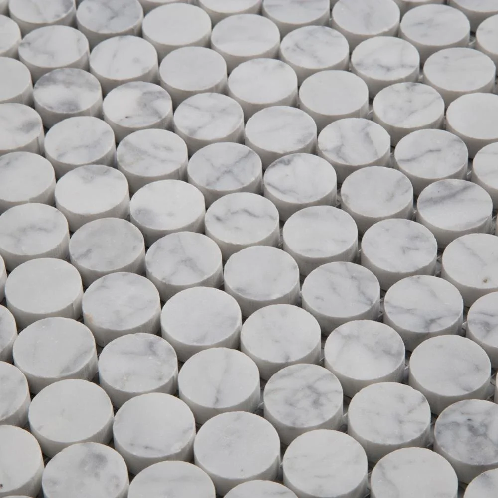 
Soulscrafts White Penny Round Carrara Marble Mosaic Tiles for Wall 