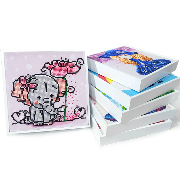 Лидер продаж, мини белая рамка, 5d алмазная живопись, 20*20 см, «сделай сам», круглая алмазная живопись, слон с рамкой
