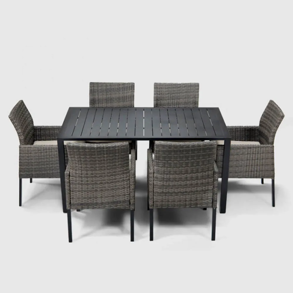 Rio Patio Powder Coated Aluminum Frame with a Slated Top Dining Table