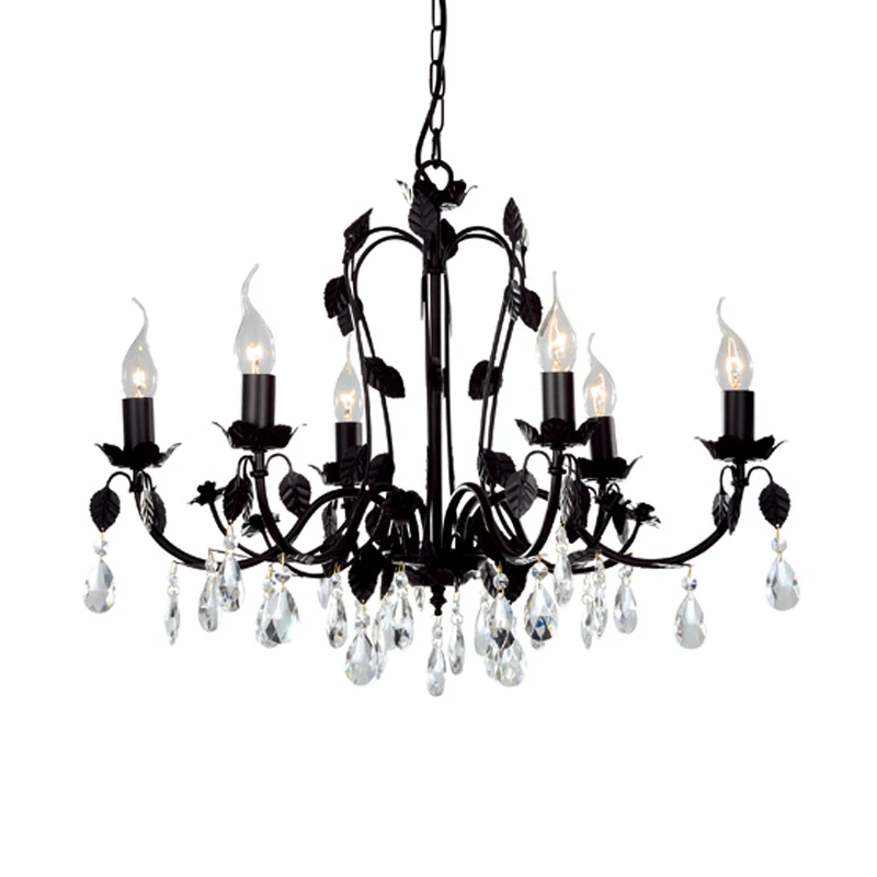 Painted iron bedroom room led decorations black chandelier pendant lighting