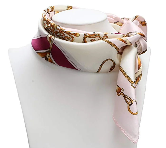 Wholesale OEM Fashion Design Printed Custom Silk Satin Silk Ladies Scarves for Shirt Office and Flight Attendant Uniform