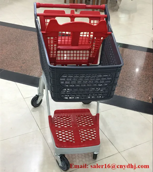 CE New Design Plastic Supermarket Shopping Trolley For Retail Store with 4 Wheels