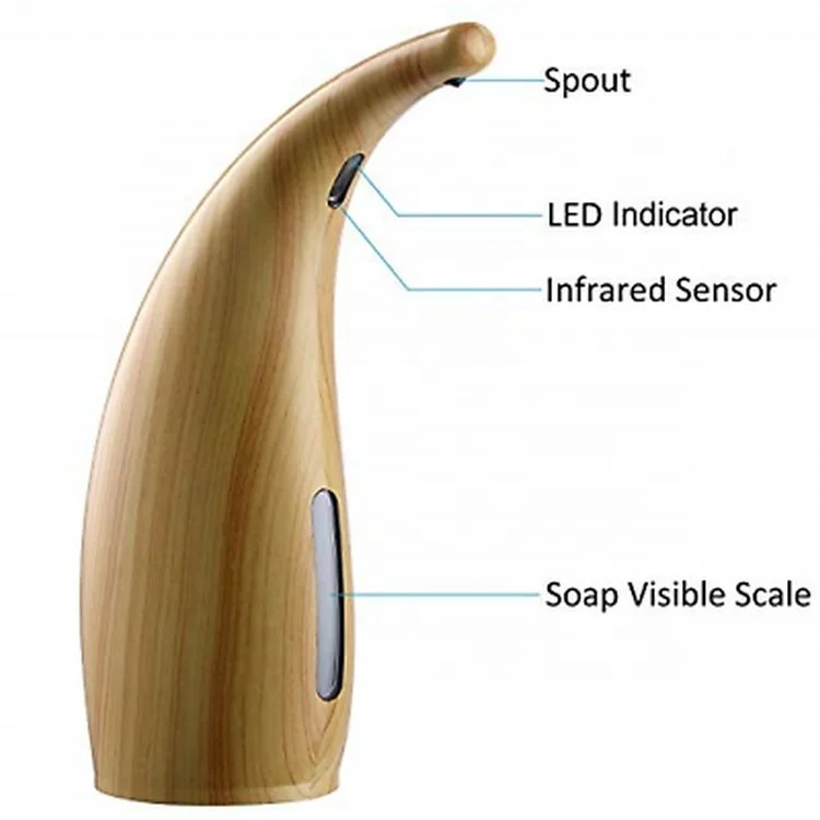 2024 Bestseller Touchless Hands Free Automatic Infrared Bamboo Liquid Soap Dispenser with Wooden for Kitchen Bathroom Sink