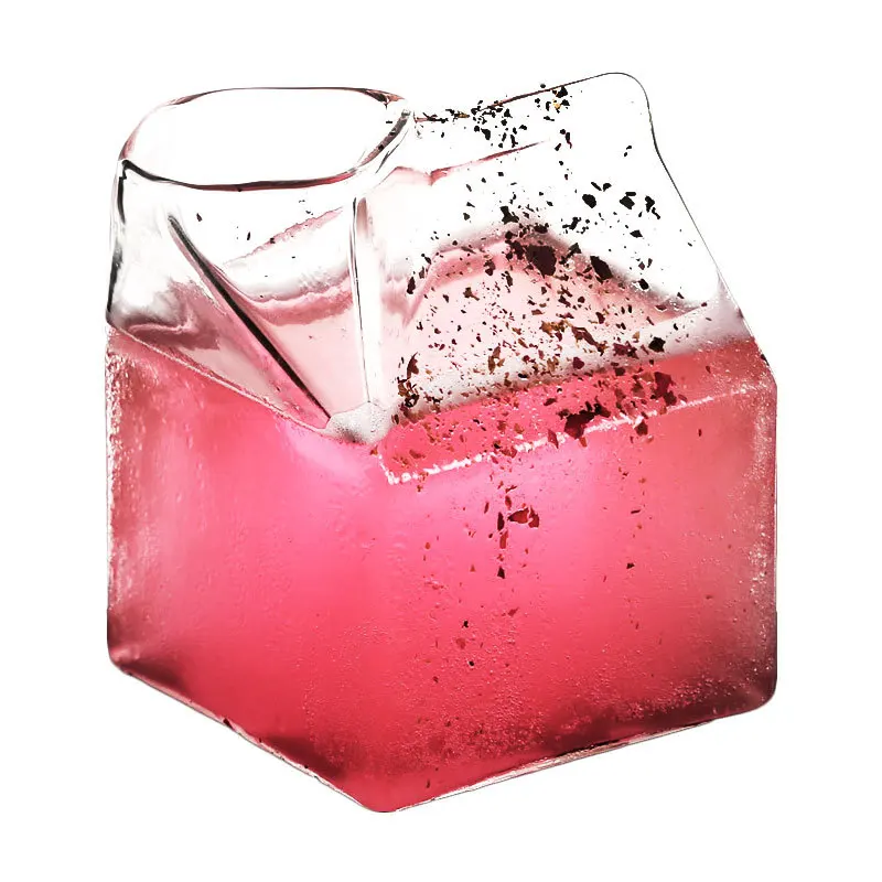 Japanese Square Milk Glass Milk Box Shape Cup Personality Milk Cup ,Juice and Cocktail Glass