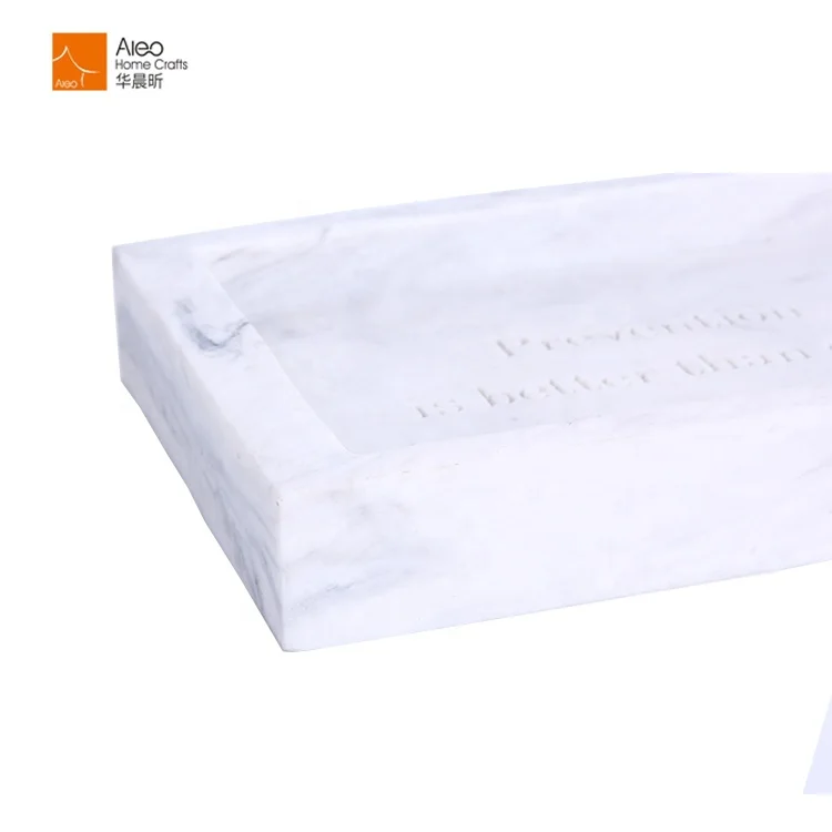 Wholesale Top Grade Hotel Room polyresin  Square Soap Tray Dish Holder White Marble custom Soap Dish