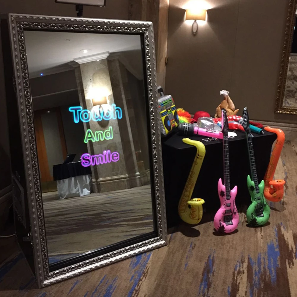 Half transparent touch screen dielectric mirror glass for Magic mirror photo booth