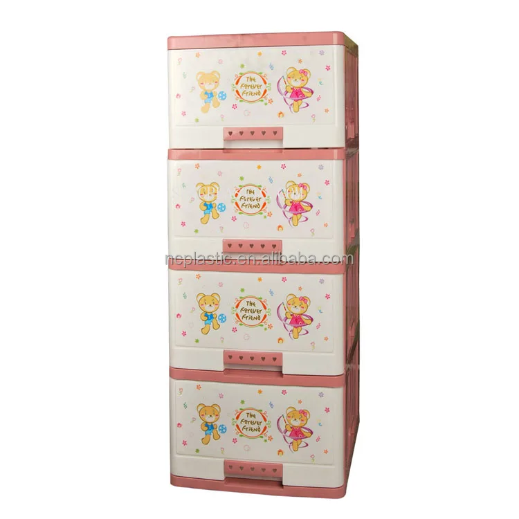 4-tier plastic modular clothing drawer