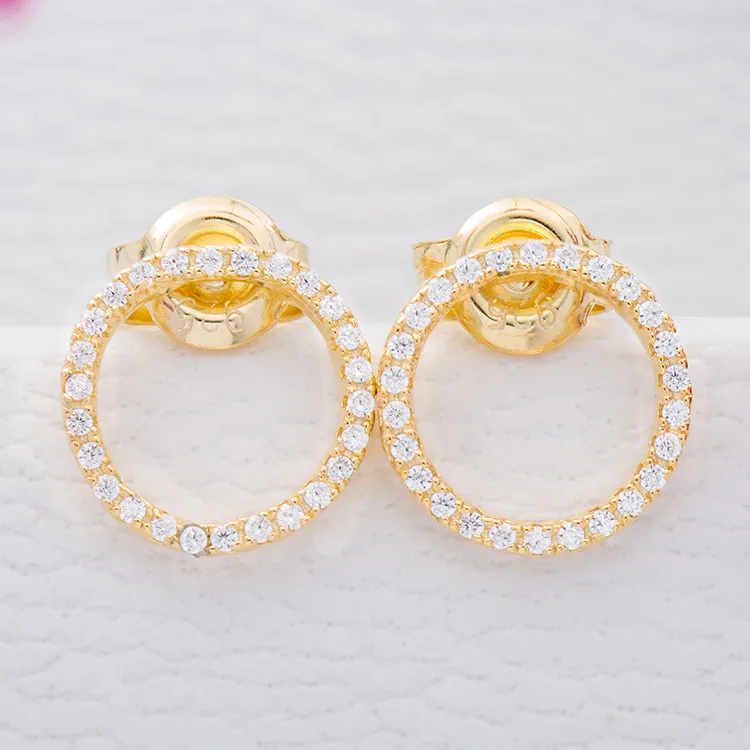
Sevenajewelry SAJME008 Fashion golden natural stone zirconium circle earrings 18k 22 k crystal cz round earrings for girls 
