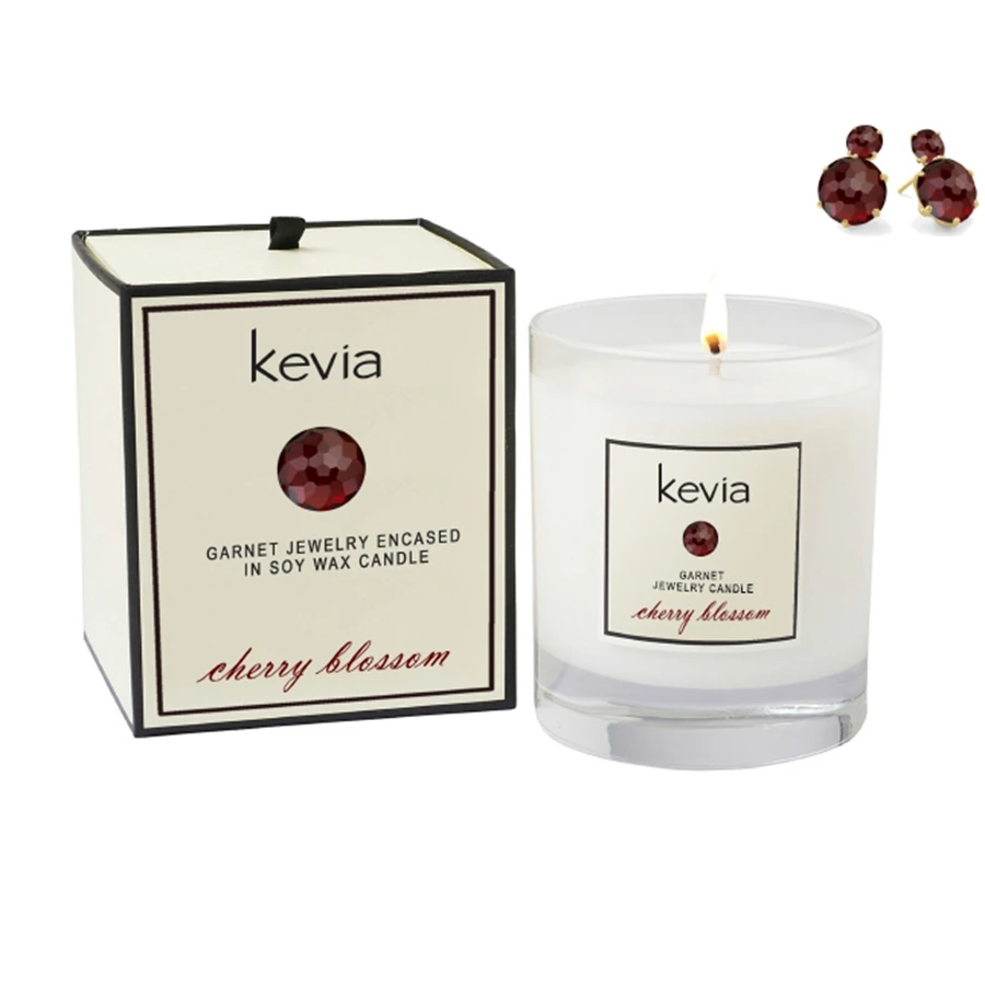 
Elegant Jewelry Secret and Highly Scented Soy Candles in Glass Candle Holder 
