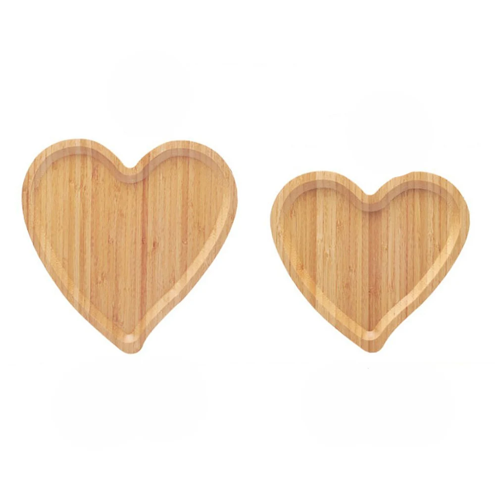 Best seller 2 Sets Heat Shape Bamboo Dinnerware Wood Plates for food snacks sugar