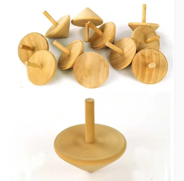 Винтажный Неокрашенный деревянный вращающийся Топ детский игрушечный ручной работы