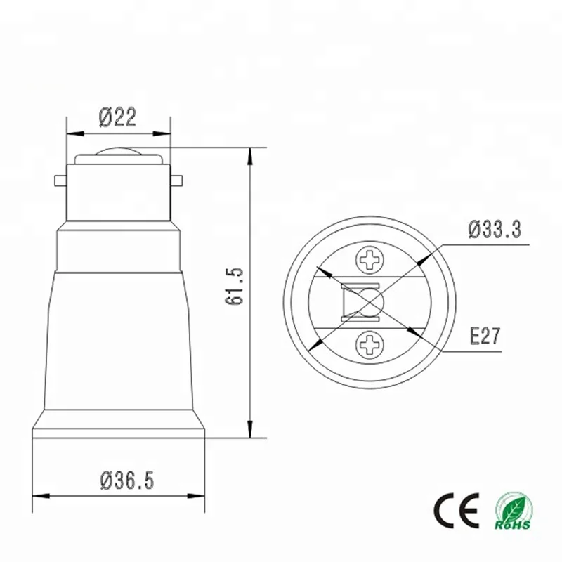 
B22 to E26/B22 to E27 Long Adapter Bayonet Light Socket Adapter B22 to Screw Lamp Bulb Holder Converter Plug and Play 