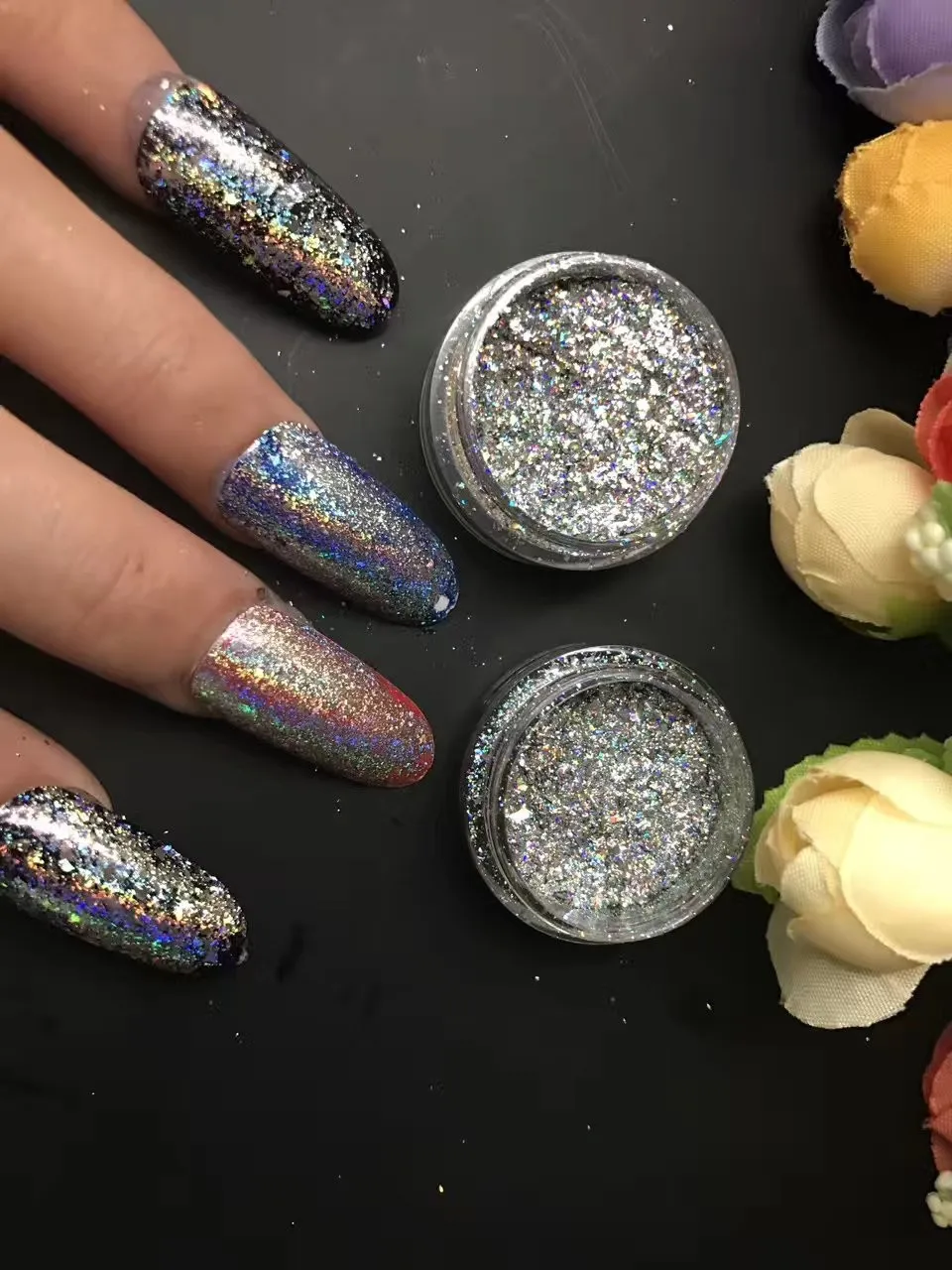 Голографические пигменты, Радужный эффект, голографический блестящий порошок, лазерная краска для ногтей, лак для ногтей, дизайн ногтей
