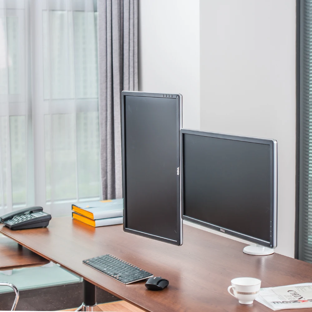 UPERGO aluminium  Office Desktop Clamp 360 degree rotating adjustable  LCD Stand Dual Monitor Arm mount