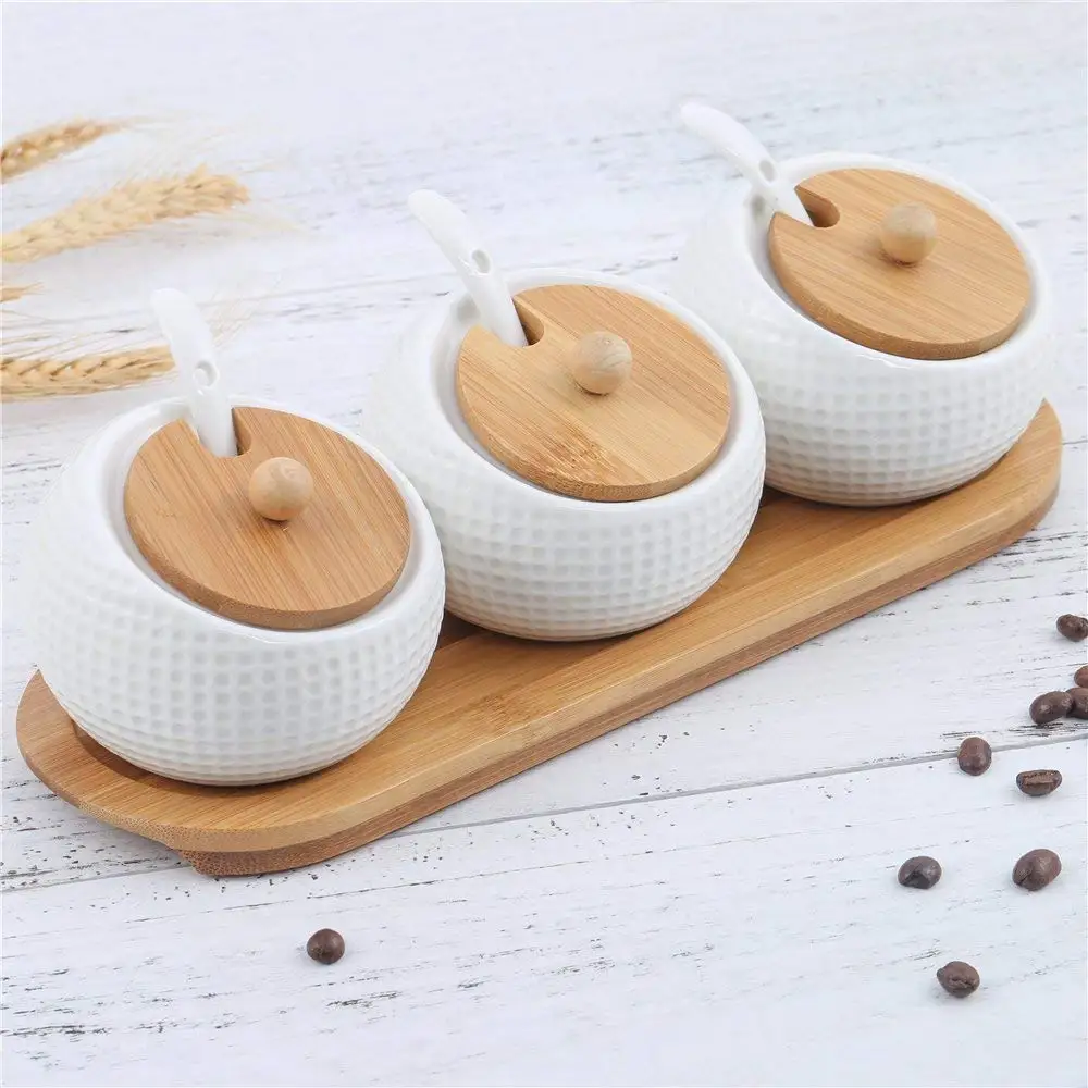 cupping holder seals ceramic jar  glass jar with airtight bamboo wooden lid