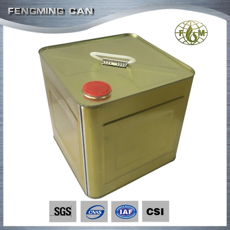 10 liter square metal tin pail with plastic lids