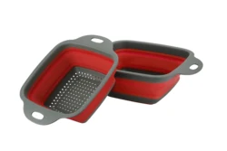 2 Pack Silicone Collapsible Drain Square Basket Colander for Fruit Vegetable Storage